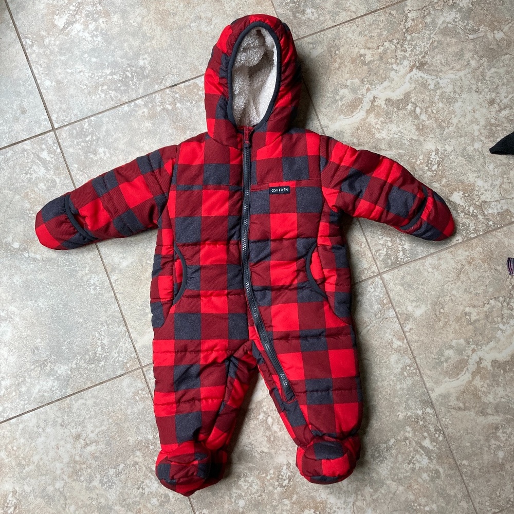 NWT OshKosh Red Plaid Boy’s Snowsuit